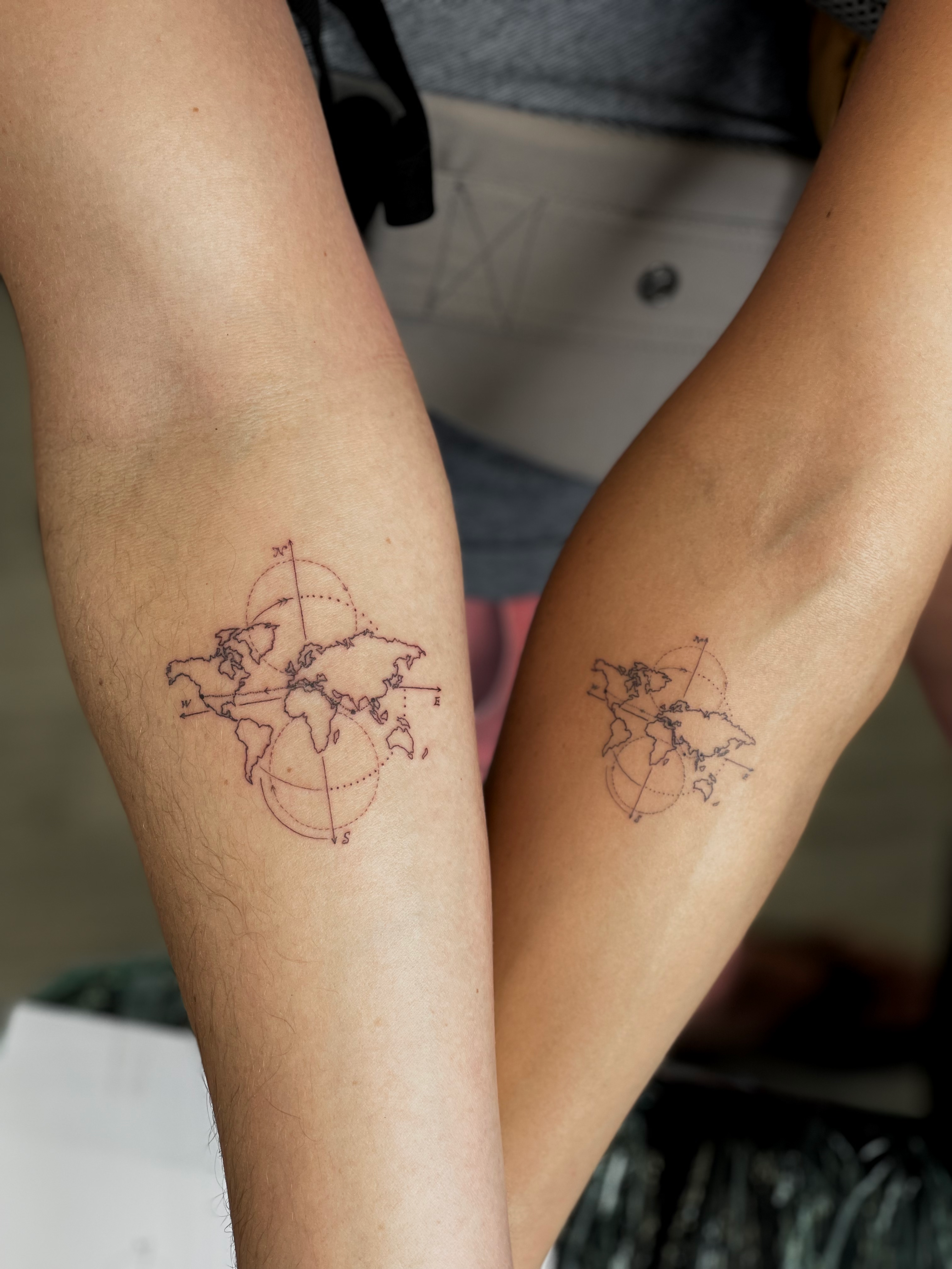 world map tattoos matching